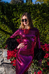 Julianne Dress in Black Cherry Sequin