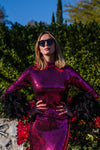 Julianne Dress in Black Cherry Sequin