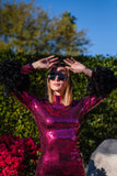 Julianne Dress in Black Cherry Sequin