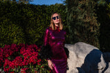 Julianne Dress in Black Cherry Sequin