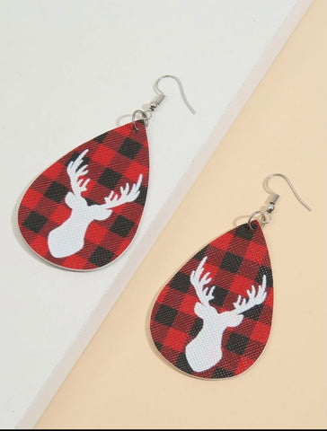 Reindeer Christmas Graphic Earrings