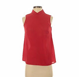 Red neck sleeveless blouse