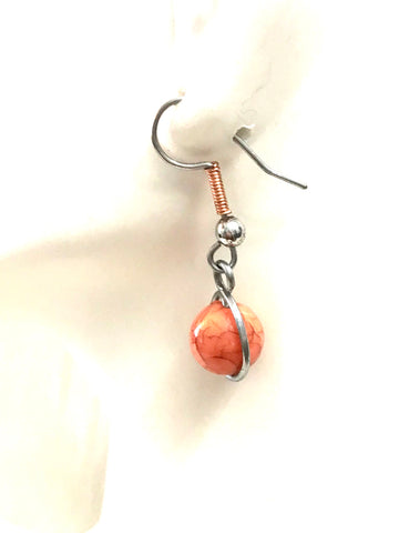 Beaded marble earrings