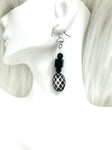 Black and white beaded earrings