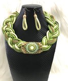 Braided necklace and earrings set