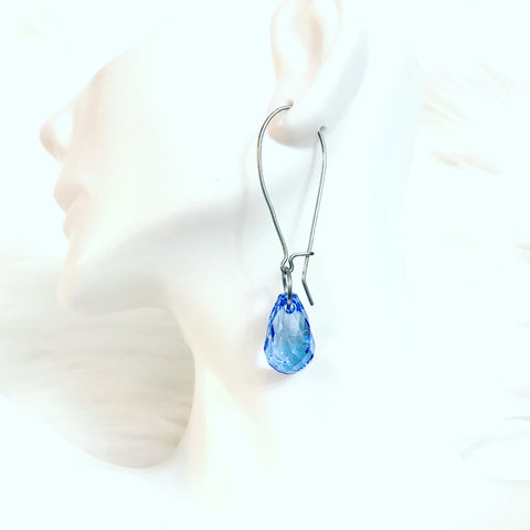 Blue beaded drop earrings
