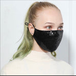 Black Sequin Embellished Face Mask