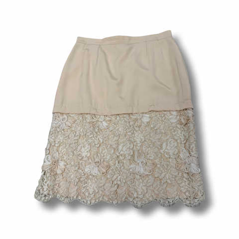 Vintage Silk Lace Embroidered Skirt