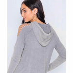 Grey Stonewash Laser Cut Shoulders Sweater