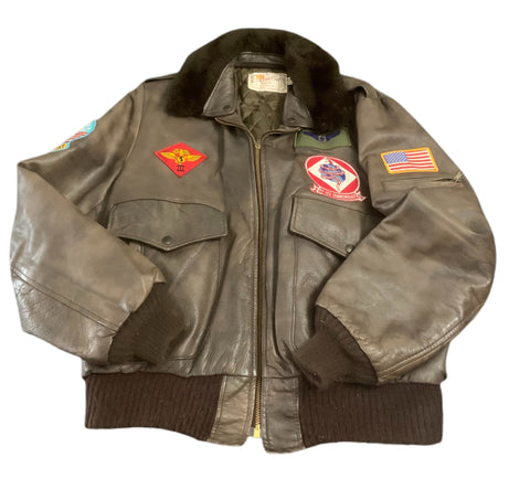 Vintage Leather Bomber Jacket