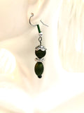 Green glass bead earrings