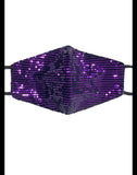 Purple Sequin Embellished Face Mask
