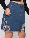 Distressed Denim Skirt