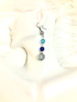 Blue Beaded Dangle Earrings