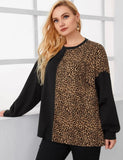 Cheetah Print Color Block Sweatshirt