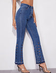 Cut Out Flare Leg Jeans