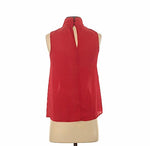 Red neck sleeveless blouse