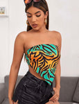 Zebra Print Strapless Top