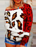 Cheetah Print Off The Shoulder Sweatshirt