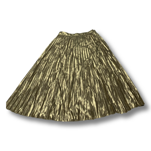 Preowned Metallic Pleated A-Line Skirt