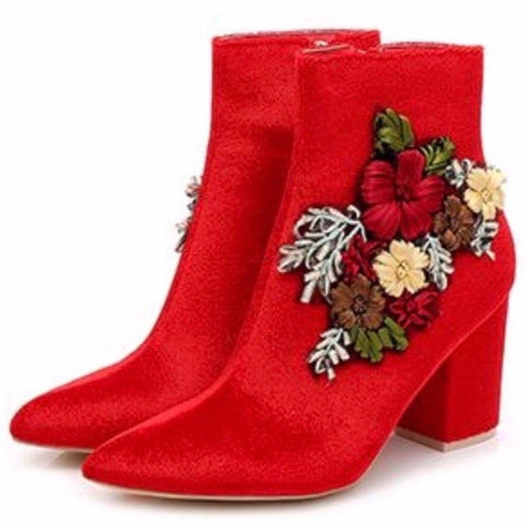 Ladies red vegan boots
