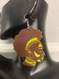 Afrocentric Neon Accent Side Profile Earrings