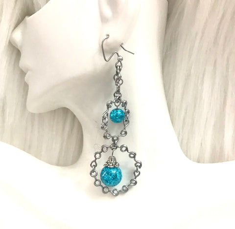 Silver wired earrings