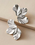 Silver Flower Petal Earrings