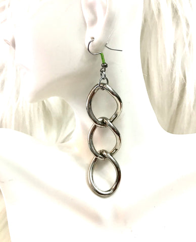 Silver dangle hoop earrings