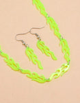 Neon Green Necklace Earrings Set