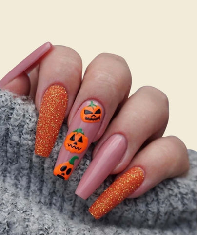 Pumpkin Halloween Press On Nails Set