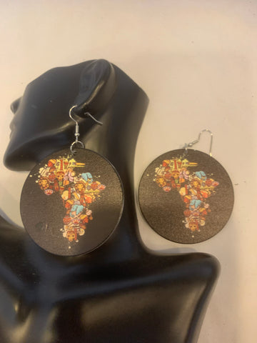 Multicolored African Collage Earrings