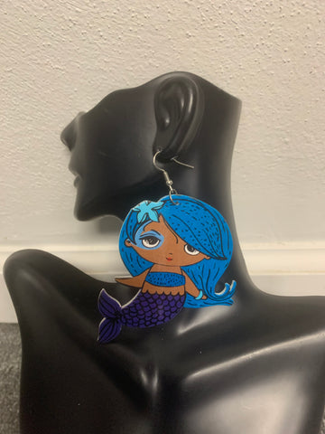 Blue Mermaid Statement Earrings