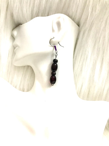 Deep purple beaded earrings