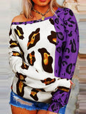 Cheetah Print Off The Shoulder Sweatshirt