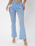 Cut Out Flare Leg Jeans