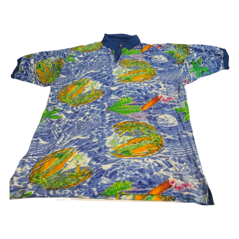 Vintage Tropical Graphic Polo Top
