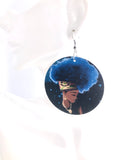 Blue Afro Afrocentric Lady Earrings