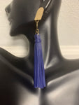 Navy Blue Fringe Tassel Earrings