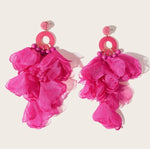 Hot pink fabric earrings