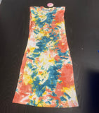 Padded Shoulder Tie Dye Shirt Dress