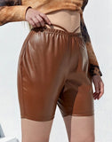 PU Leather Biker Shorts