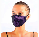 Purple Sequin Embellished Face Mask