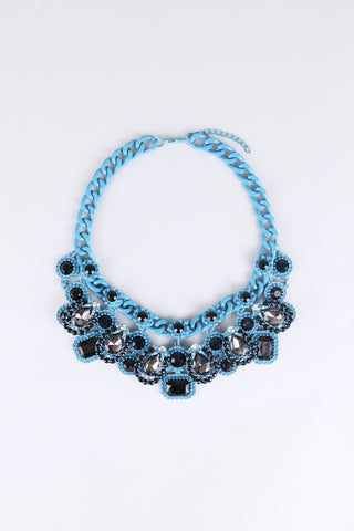 Blue Chain link statement necklace