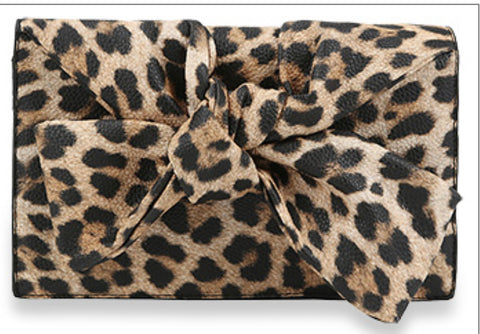 Cheetah Print Oversized Bow Convertible Clutch Bag