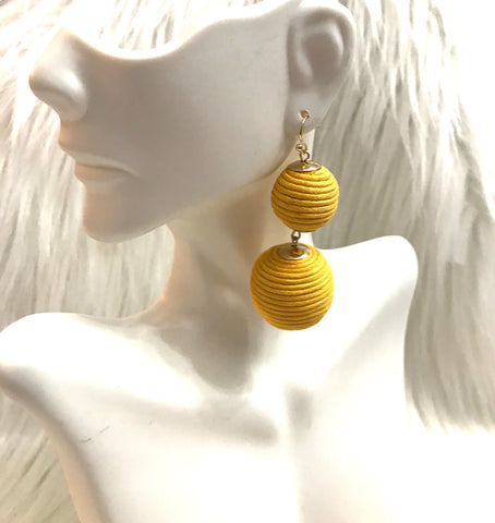 Yellow dangle bead earrings