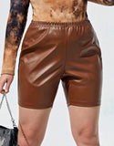 PU Leather Biker Shorts