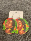 Red/Green African Lady Graphic Earrings