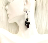 Purple beaded glass earrings