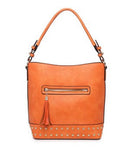 Orange Studded Hobo Bag